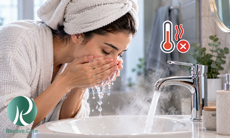 شستشوی صورت با آب داغ شستن صورت با آب داغ