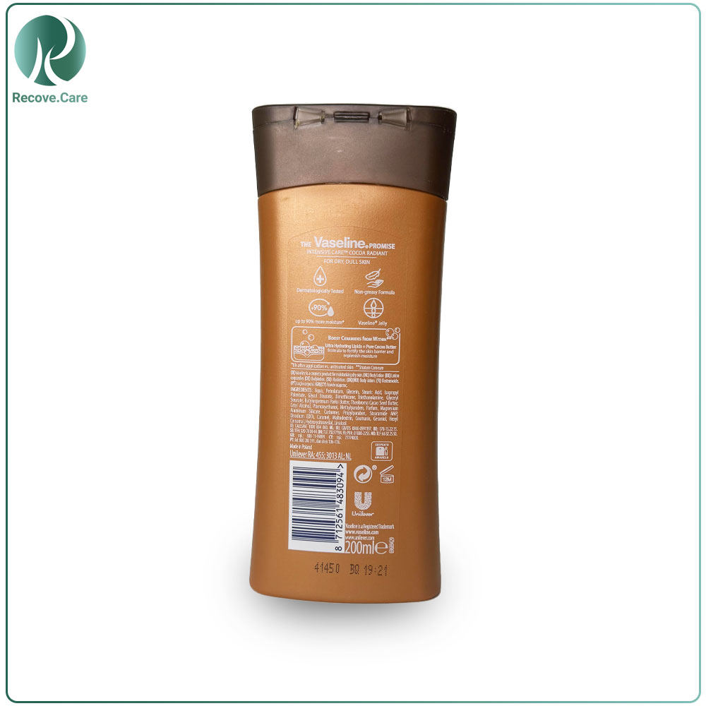 لوسیون بدن وازلین مدل Cocoa Radiant